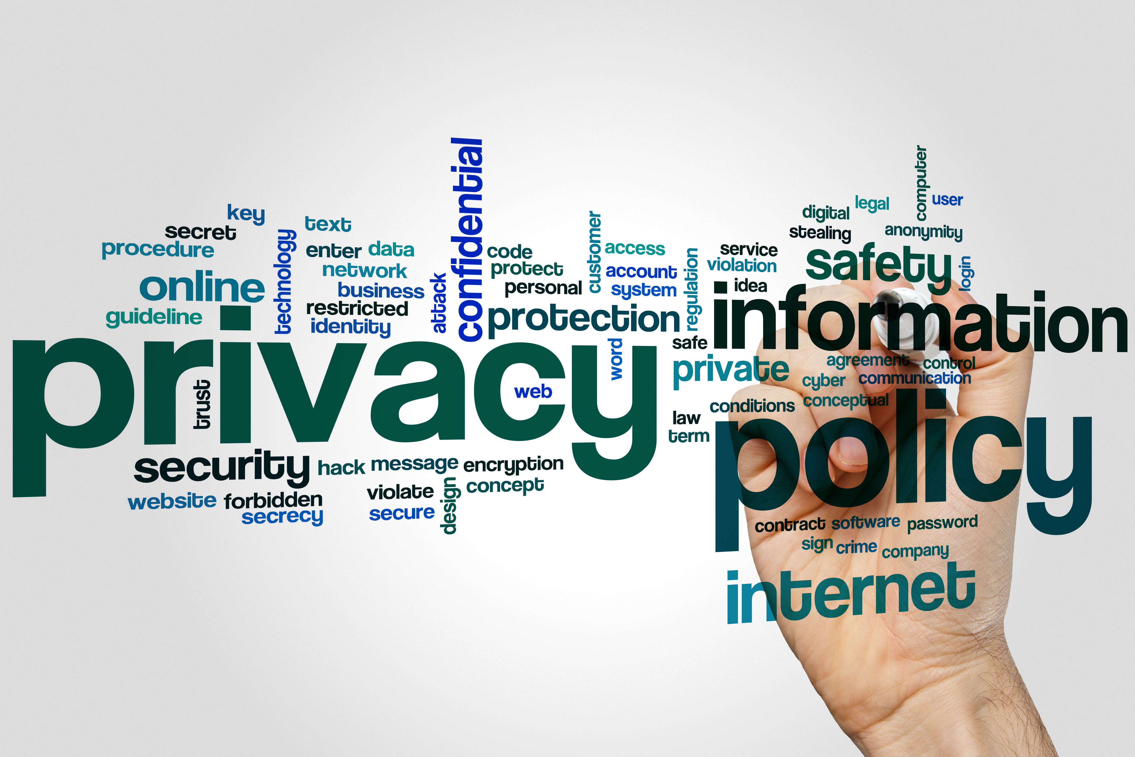 Privacy policy word cloud concept